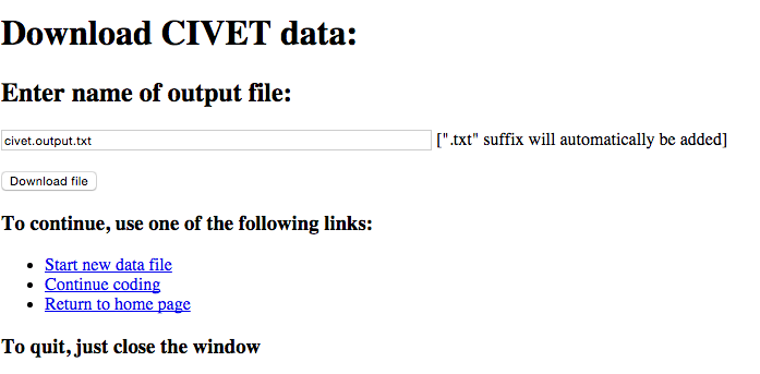 CIVET Data download page